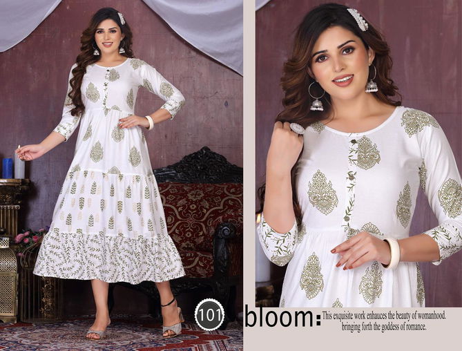 White Moon Designer Rayon Wholesale Anaraklai Kurti Collection 